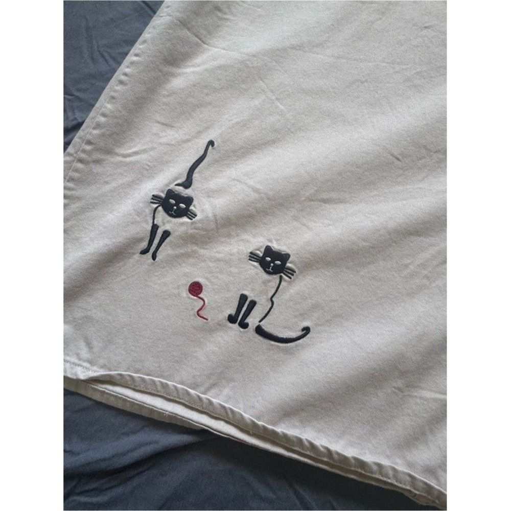 Christopher & Banks Vintage Y2K 2003 Cat Embroidered Khaki Dress Size Large - Picture 6 of 8